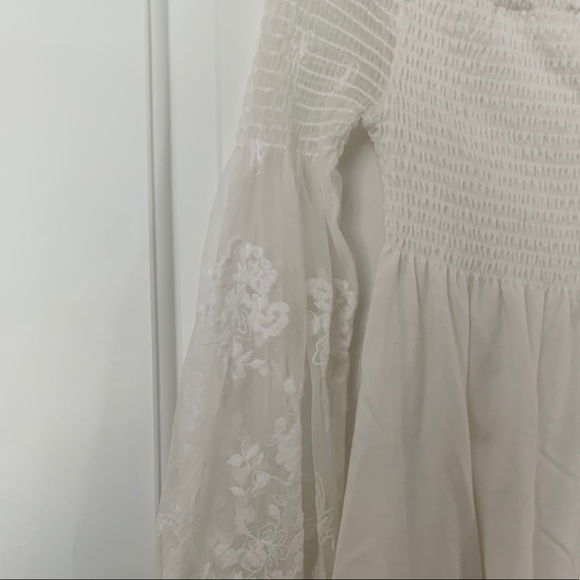 Off the Shoulder White top with Lace Bell Sleeves - Picture 2 of 7